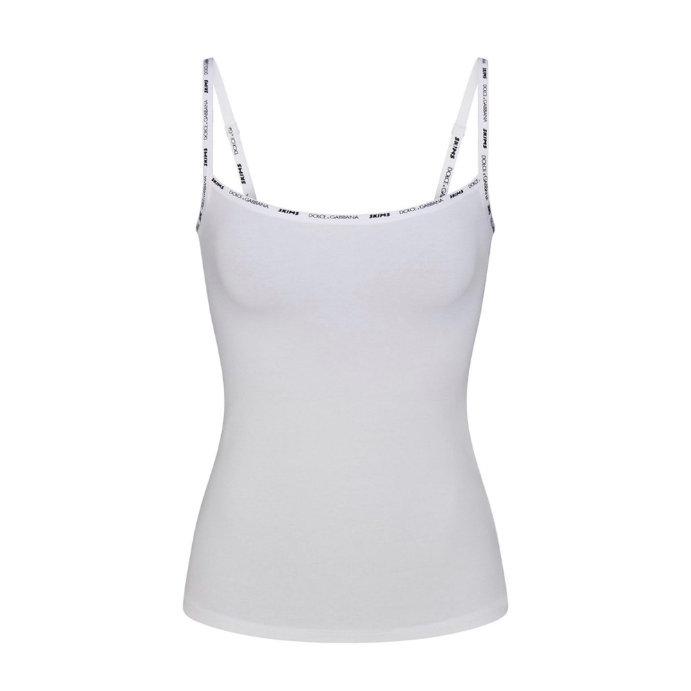 DOLCE & GABBANA X SKIMS COTTON JERSEY SCOOP NECK CAMI | SNOW XS